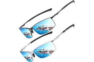 LEDING&BEST Occhiali da Sole da Uomo Donna Polarizzati Metallo Telaio Rettangolari Ultra Leggeri antiriflesso Protezione UV Moda Occhiali da Sole Cat 3 CE