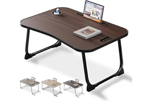 WEIQILE Laptop Bett Tisch, Beinen, tragbarer Frühstückstisch zum Essen, Lesen, Schreiben auf dem Bett, Sofa, zu Hause und im Büro (Dark Wood)