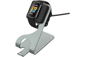 kwmobile USB Ladegerät kompatibel mit Fitbit Charge 5 / Luxe - USB Kabel Charger Stand - Smart Watch Ladestation - Ladekabel mit Standfunktion in Schwarz Grau