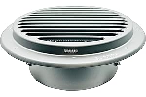 GEFONG Griglia di Ventilazione a Lamelle 6 Pollici 150 mm con Rete Anti-insetto Per Asciugatrice Sfiato del Bagno Aeratore a Soffitto Ventilatori Estrattori Acciaio Inox Grigio Argento 1 Pezzo
