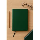 Fark Tanıtım Fark Tanıtım &Ccedil;izgisiz Not Defteri, Yeşil Deri Kapaklı Defter, 128 Yaprak A5 Defter, Ofis ve Kırtasiye (14cm x 21