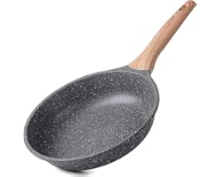 Non Stick Frying Pans 24cm, Omelette Pan for Induction Hob, Granite Frying Pan Stone Pans. (Gray, 9.5 inch)