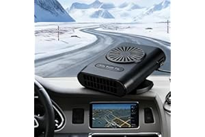 YOMOZEM Auto Heizung, Heizlüfter mit Akku, Tragbarer 12V 200W Heizung und Defroster mit 2-in-1 Heizlüfter und Kühlfunktion, Heizung für Auto Zigarettenanzünder, 360° Drehbar Scheibenheizung für Camper LKW PKW