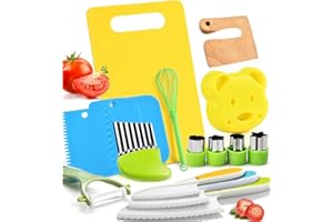 ZRRIIYY Montessori Kitchen Tools,16PCS Toddler Knife Set Kids Knife Set for Real Cooking-Kids Kitchen Tools Set Include Toddler Knives Cutting Boards Sandwich Cutters Peeler for Toddler Birthday Gift