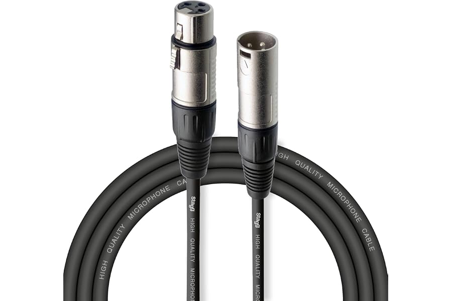 Stagg 3m XLR to XLR Microphone Cable – Balanced 3‑Pin Male to Female Lead with Secure Connectors