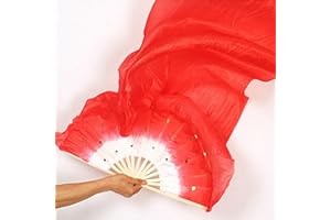 QOTSTEOS Éventail de danse en bambou fait à la main pour danse du ventre pour spectacle de fête, costume de danse pour femme