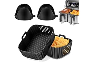 DICTIEN 2 Accessoires Air Fryer pour Ninja Dual 9,5l, Moule Silicone Air Fryer pour Ninja Double Stack xl 9.5L SL400EU, Plat Silicone Airfryer pour Foodi Max 9.5L AF400EU/ 7.6L AF300EU