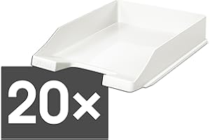 HANLESI HAN 1027 Briefablage KLASSIK, DIN A4/C4, stapelbar, stabil, modern (weiß / 20er Pack)