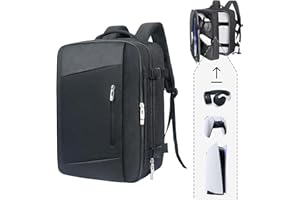 Hap Tim Mochila de viaje para consola PS5, funda acolchada de protección PlayStation 5, gran capacidad para portátil, controlador de PS5, auriculares, discos de juego y accesorios, negro (P-2306-EU),