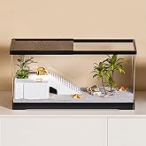 KAKOOTI Turtle Fish Tank with Sunbathing Platform and Bottom Drainage, 20" x 9.5" x 9.5" Water Turtle Tank for Youth Turtles,