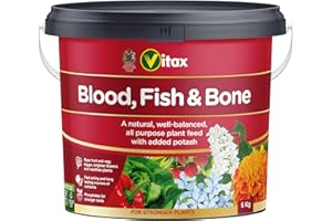 VITAX LTD Vitax Blood Fish & Bone, Organic-Based, General Purpose Fertiliser, Suitable For Fruit, Vegetables & Flowers, Slow Release, Promotes Root Growth- 5Kg