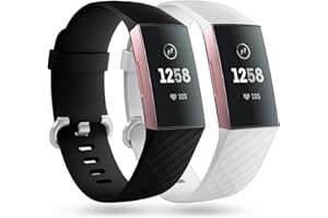 Faliogo 2 Pezzi Cinturino di Ricambio Compatibile con Fitbit Charge 3 Cinturino/Fitbit Charge 4 Cinturino, Cinturini Sportivi Morbidi per Donna Uomo, Piccoli Grandi