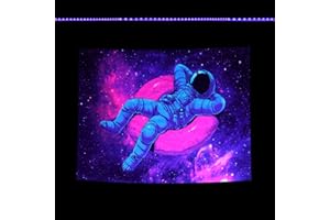 HOLAVIDA Tapisserie murale astronaute réactive aux UV pour chambre à coucher, dortoir, décoration murale (150 cm x 130 cm)