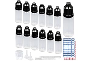 REYSHIN BoîTe de 30 Flacons Compte - Gouttes, Flacons Plastiques Vides, Flacons ExtrudéS, Flacons de Mesure Avec Bouchon de SéCurité, Y Compris Entonnoir de Mesure, éTiquette, Pipette de Transfert (10ml)