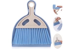 cobee Ensemble de nettoyage pour petit balai et pelle à poussière, mini fouet pelle et brosse avec poignée pelle à poussière portable pour table à manger balayeuse à miettes (bleu)