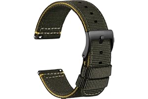 WOCCI Nylonklockarmband, kontrastvävd design, snabbfrigöring, spänne i rostfritt stål, 20 mm, 22 mm, 24 mm, 26 mm