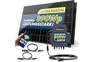 SPAUN Balkonkraftwerk 890W p | 800W Komplettset mit drosselbaren APSystems Wechselrichter mit VDE Relais und 5m Anschlusskabel zum Einstecken in die Steckdose - Wifi Fernüberwachung, Mini-Solaranlage