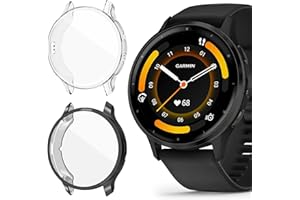 SeNool [2-Stück Hülle für Garmin Venu 3 Schutzhülle Schutzfolie, Soft TPU Slim Plattierte Displayschutzfolie für Garmin Venu 3 Cover - Klar + Schwarz