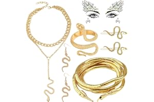 SPHERETRON 7 Stück Medu-Sa Kostüm Zubehör Schlangen Schmuck Medu-Sa Snake Necklace Karneval Kostüm Damen Schlangen Accessoires Für Karneval Maskerade Party Cosplay