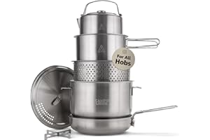 CAMPO LIBRE. Campo Libre® Enzo Camping Cookware Set – Durable Stainless Steel Pots & Pan with ProCore Technology, Induction Compatible Outdoor Cooking Set, Compact Stackable Design, 6 or 8-Piece