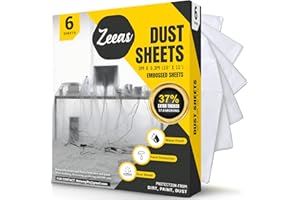 ZEEAS 6 Pack Biodegradable Large Dust Sheets for decorating & Painting | 3m x 3.3m x 0.7mil Plastic Dust Sheet for Furniture & Floor Protection - Disposable Sheet for Painting Heavy duty(DS Bio-D Pack of 6)
