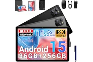 BEYNIVAN Tablet Android 15-11 Pollici Tablet in Offerta con Octa Core T615,36GB RAM + 256GB ROM (2TB TF), 5G WiFi,Gemini AI,Widevine L1,8000mAh,18W,Foto AI 16MP+8MP, TÜV, GPS,con Tastiera+Mouse,Grigio