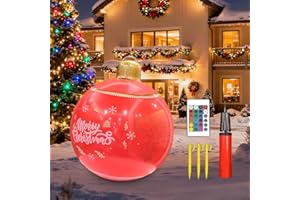 Bolas de Navidad Grandes Rojas Inflable, CJBIN 60cm Bolas de Navidad Gigantes,Bo-la Na-vidad Gigante Hinchable con Control Remoto, Bomba y Estacas,Bo-las de Na-vidad Hinchables de PVC para Hogar Patio