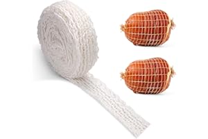 NQEUEPN 3m Meat Netting Roll, Size 18, Elastic Ham Netting Smoked Meat Poultry Ham Netting Beef Netting Precut Butcher Twine Netting for Meat Cooking Meat Sausage Making