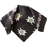 German Wear Halstuch Trachtentuch mit Edelweissmuster nikituch Baumwolle 54x54cm dunkelbraun