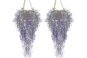 GKONGU Plantas articiales 2 Piezas Enredadera Artificial Ideal para la decoración de la Pared de la casa Decoración de la Cerca de la Yarda-Púrpura