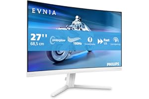 Philips Evnia 27M2C5201L - 27 inch FHD Curved Gaming Monitor, 180 Hz, 1 ms GtG, FreeSync Prem. (1920x1080, 2x HDMI 2.0, 1x DP 1.4) white