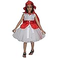Kaku Fancy Dresses Fairy Tales Red Riding Hood Costume -Red & White, 7-8 Years, For Girls