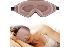 WLLHYF Jedwabna maska do spania, 3D stereo maska na oczy z głębokim snem, wygodna, regulowana, urocza, blokująca światło, osłona na oczy dla mężczyzny i kobiety przez całą noc (różowe złoto)