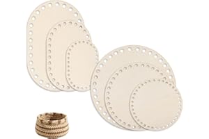 Jaarssho 6PCS Korbboden zum Häkeln,Holzboden für Häkelkorb,Korbboden,Naturholzkorbboden Ovaler Häkelkorb,10/15/20/25/30cm Ovaler/Rund,Flechten Set Crochet Basket (Rund/Oval)