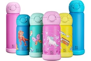 B2DO Borraccia Acciaio 316 Inox Doppia Parete 350ml Unicorno Rosa | Bottiglia Termica per Bambini Isolata a Prova di Perdita per la Scuola | Bottiglia per Bambini con Cannuccia Senza BPA