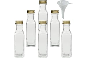 MIKKEN Viva-Haushaltswaren Gabriele Hesse e.K. 6 leere Glasflaschen mit Schraubverschluss 100 ml zum selbst befüllen inkl. Trichter