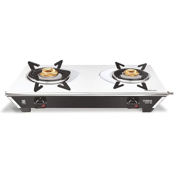 Vidiem GS SS2 196 A VIVA SS 2 Burner Manual Stainless Steel Frameless Gas  Stove (Black) : Amazon.in: Home u0026 Kitchen
