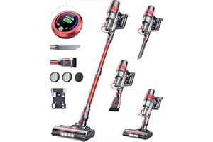 SunSare 40KPA/450W Bezprzewodowy Odkurzacz Pionowy, 2024 Mocny i Cichy Odkurzacz Bezprzewodowy, Wyjmowana Bateria 55 Min, Odkurzacz Pionowy KCV02 z Ekranem LCD do Parkietu, Dywanów, Sierści Zwierząt.