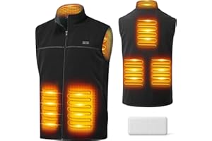 LABCOOL Gilet Chauffant Homme Femme - Veste Chauffante en Micro-polaire avec Chauffage 6 Zones et 3 Niveaux - Alimentation USB avec Powerbank 10000mAh - Lavable en Machine