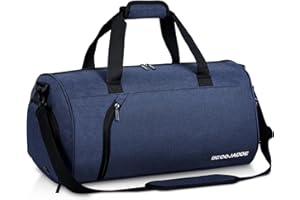 BECOJADDE Sporttaschen für Damen und Herren, 35L Reisetasche Duffel Bag Übernachtungstasche mit Schuhfach & Nassfach, wasserdichte Handgepäcktasche für Sport, Fitnessstudio, Schwimmen, Navy Blau
