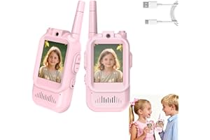 BAOMAEYEA Video Walkie Talkies for Kids,2 Pcs Wireless Rechargeable Walky Talkie Kids,Long Range Reliable Signal & Camera & Voice Changer,Communication Toy for Girls & Boys Indoor Outdoor Play(Pink+Pink)