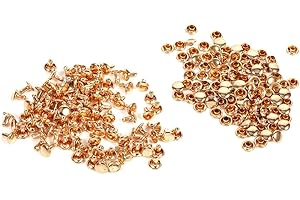 FDIT Nobranded Rivets à Double Capuchon 8 x 8 mm, Rivets Rapides 100 pièces, Rivets décoratifs à tête Ronde Rivets en Cuir, Goujons métalliques tubulaires pour réparations pour(Guangdong Gold)