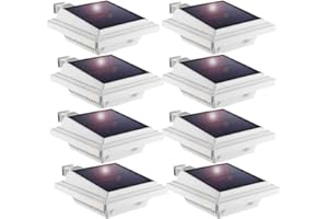 KEENZO Luce Solare Led Esterno, 25LED Lampade Solari a Led da Esterno, IP65 Impermeabili Luci Solare per Grondaia, Patio, Passerelle, Cortile, Garage, Bianca Fredda (8 Pezzi)