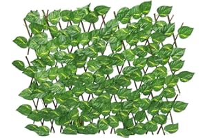 REOVE Artificial Leaf Screening, Adjustable Retractable Fence, Green Leaf, Large Leaf
