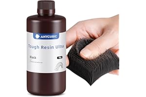 ANYCUBIC Tough Resin Ultra, Resina Resistente para Impresora 3D, Ultra Fuerte y Robusta, Duradera Resistencia al Impacto, Adecuada para todas las Impresoras 3D de Resina DLP/LCD (Negro, 1000g)