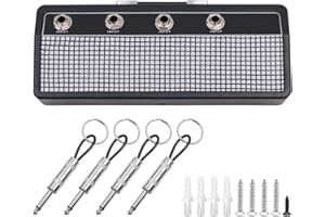 Alnicov Uchwyt na klucze, montaż ścienny, wzmacniacz gitarowy, hak na klucze dla miłośników muzyki, z 4 kółkami do kluczy (B)