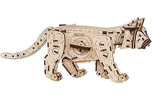 EWA Eco-Wood-Art KITTEN – Drewniany Zestaw DIY z Mechanizmem Nakręcanym, Idealne na Prezent – Drewniane Puzzle 3D do Samodzielnego Montażu dla Nastolatków i Dorosłych (14+) – 236 szt.