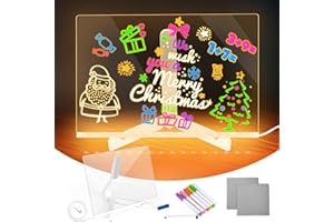 DRTRU LED Drawing Board, LED Note Board with 7 Colors, 30 * 20cm Rewritable Acrylic Message Board, Light Up Noteboard with Colours,with Adjustable Stand, Suitable for Home, Office, Cafe and Other Occasions