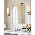 Artloge Rectangular Wall Mirror Silver Frameless : 60 x 80cm Decorative Mirrored Glass Vanity with Beveled Edge for Bathroom Living Room Entryway Hallway,Hangs Vertically or Horizontally