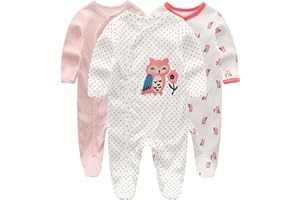 Kiddiezoom Grenouillère à manches longues en coton pour bébé garçon, coupe ajustée, recouvre les pieds